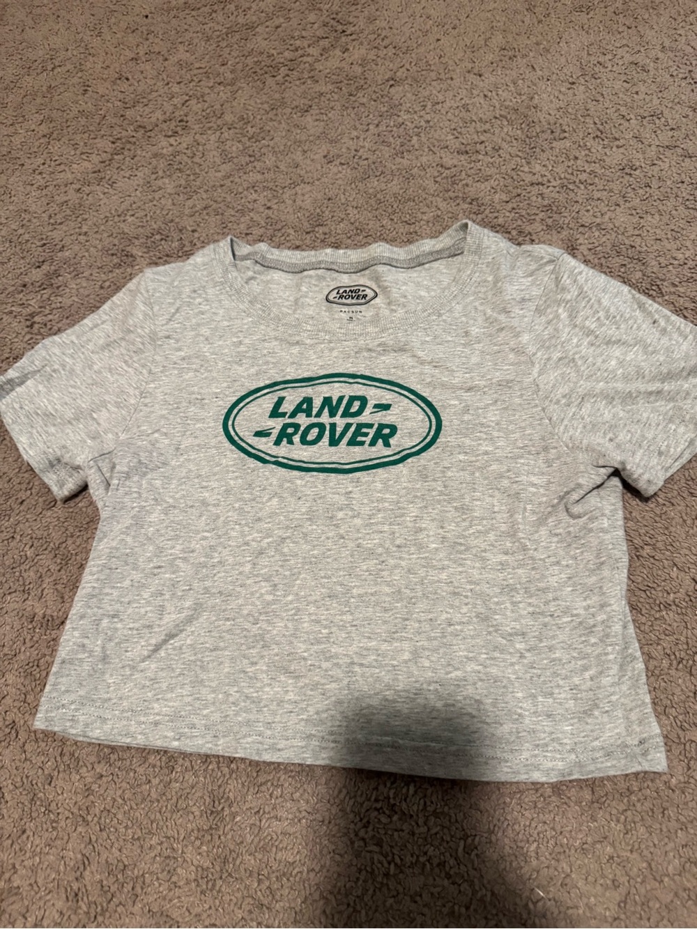 PacSun Gray Crop Top with Green Land Rover Logo